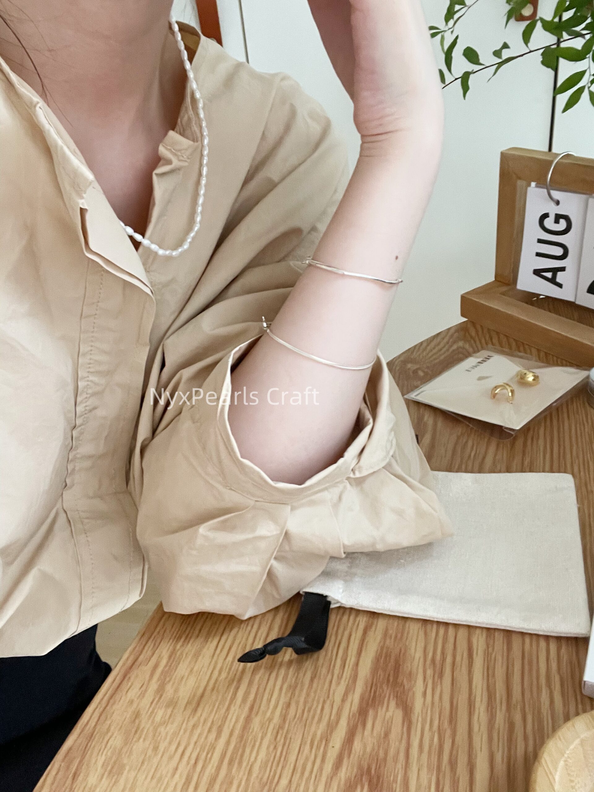 Natural Rice Pearl OT Clasp Necklace - 图片 6