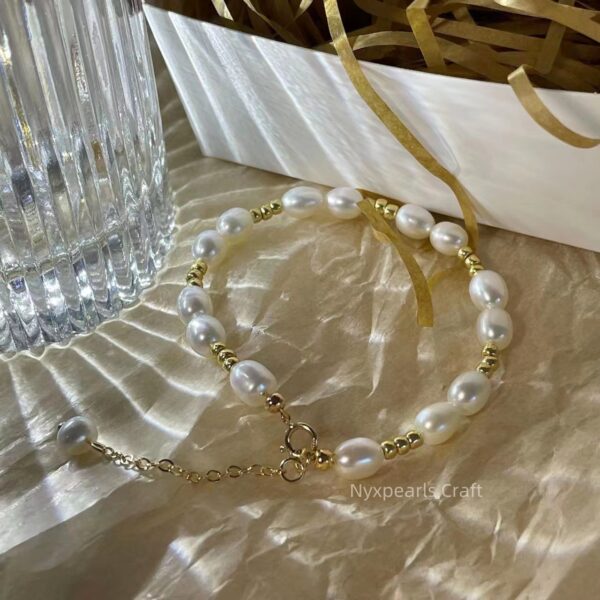Golden Natural Pearl Bracelet - 图片 2