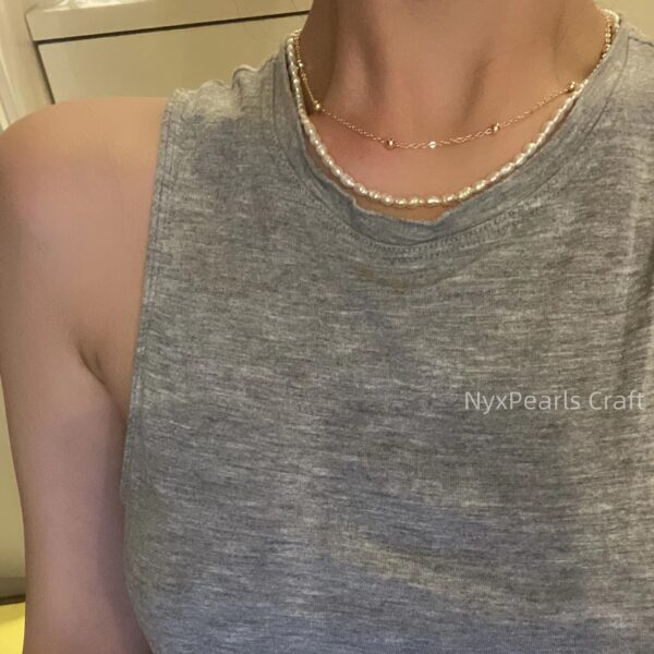 Metal Double-Layer Pearl Necklace - 图片 8