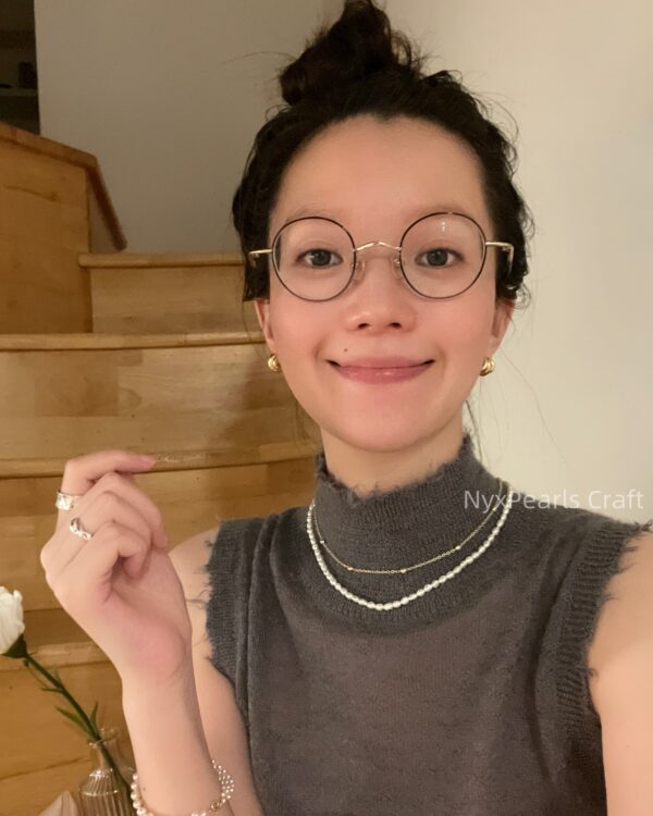 Metal Double-Layer Pearl Necklace - 图片 6