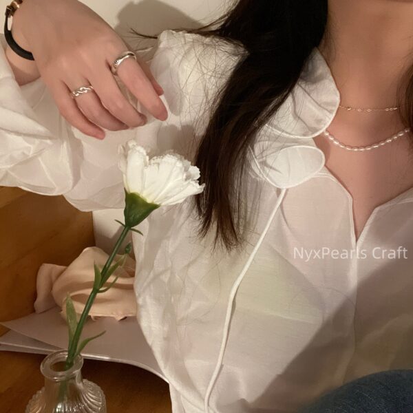 Metal Double-Layer Pearl Necklace - 图片 4