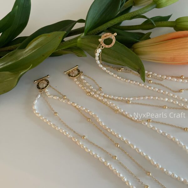 Metal Double-Layer Pearl Necklace - 图片 2