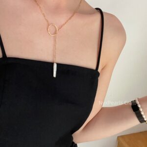 Long Baroque Circle Pearl Necklace