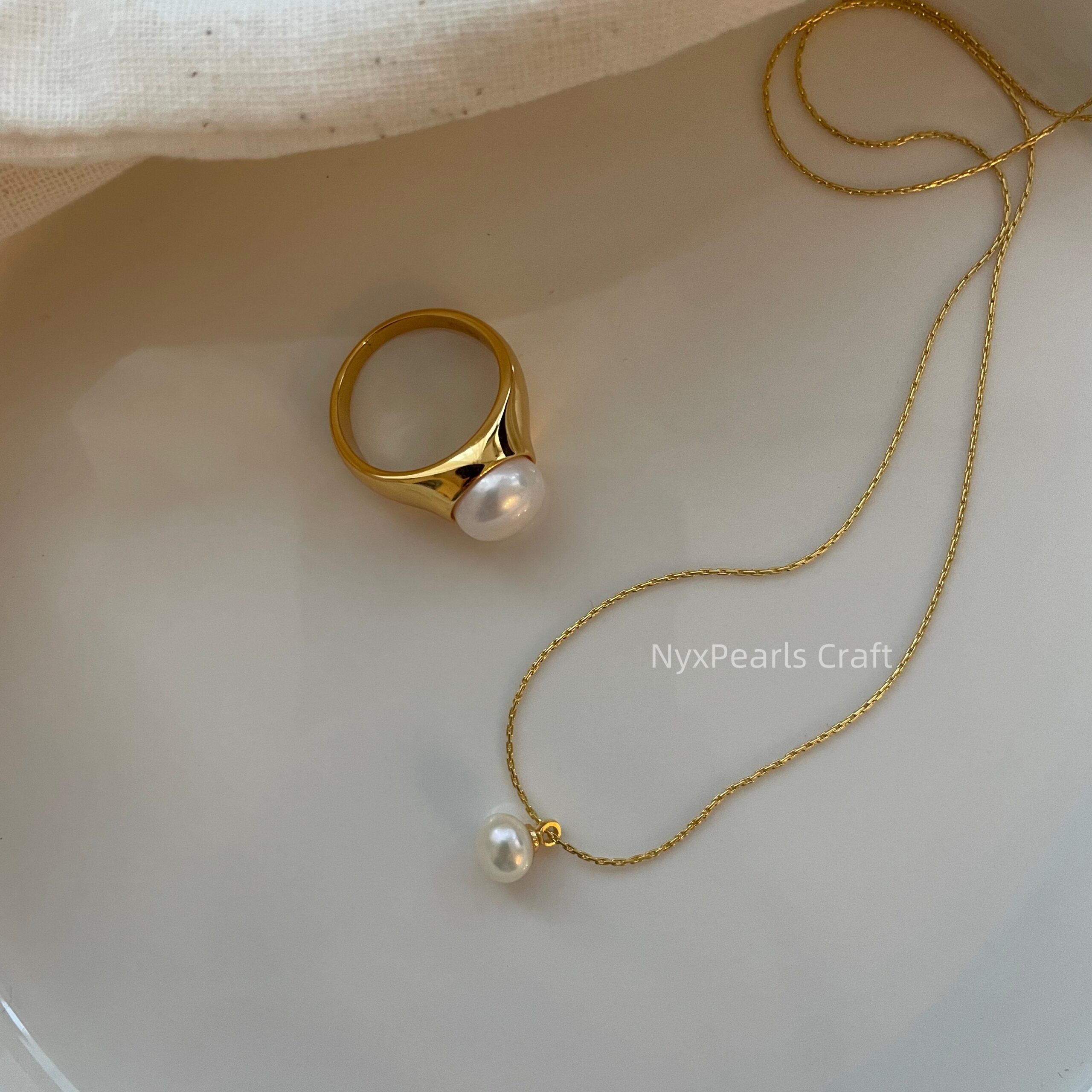 Button Pearl Necklace - 图片 6