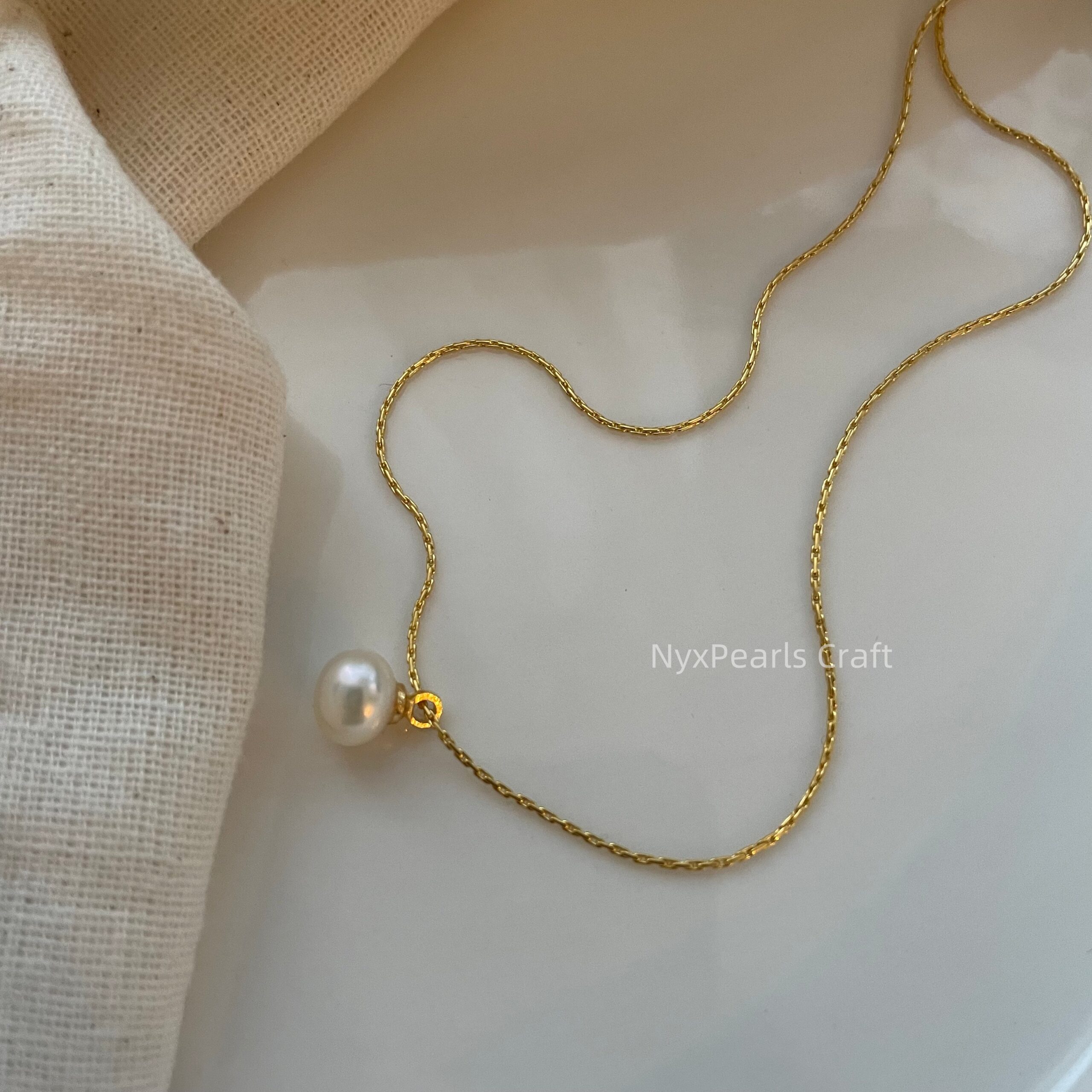 Button Pearl Necklace - 图片 5