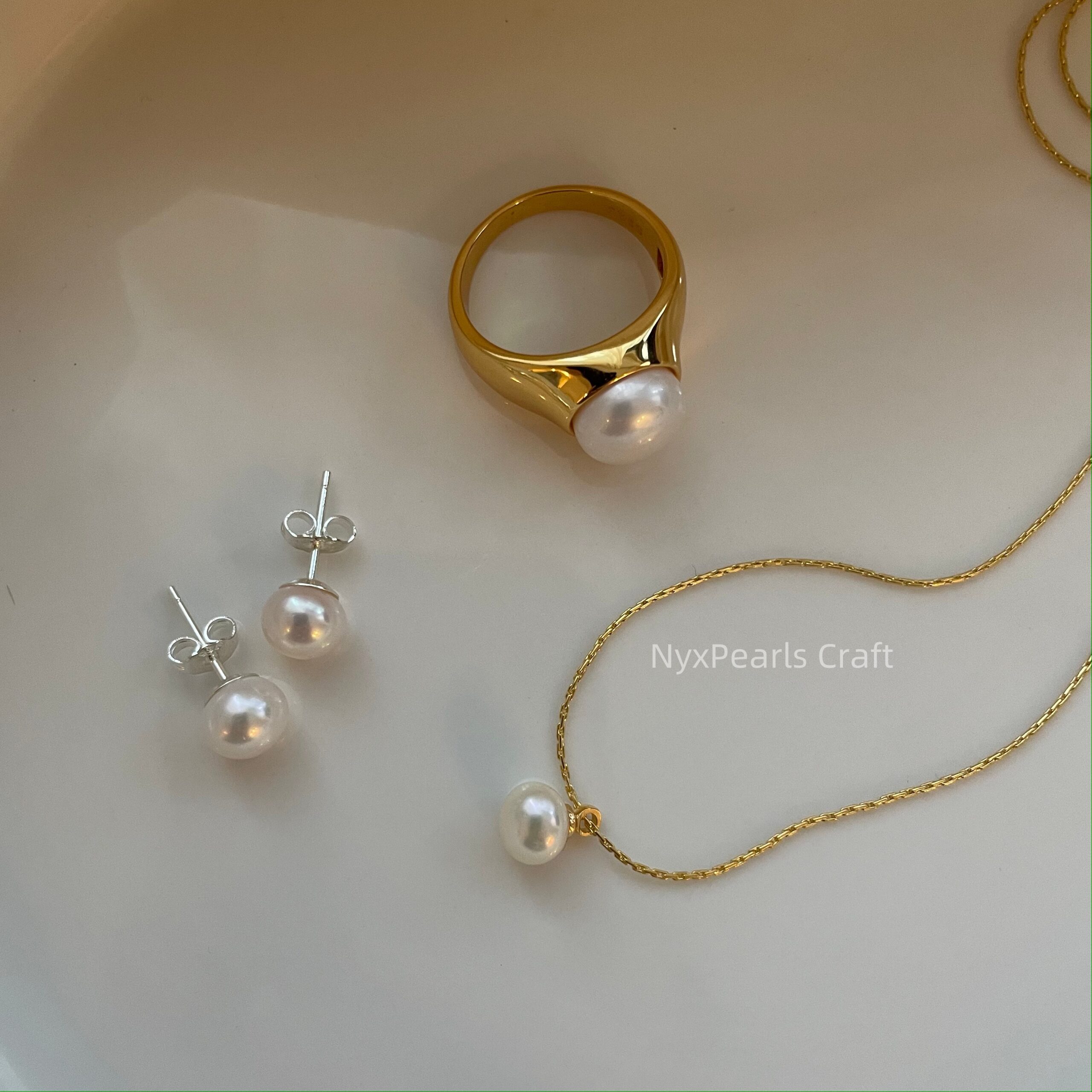 Button Pearl Necklace - 图片 4