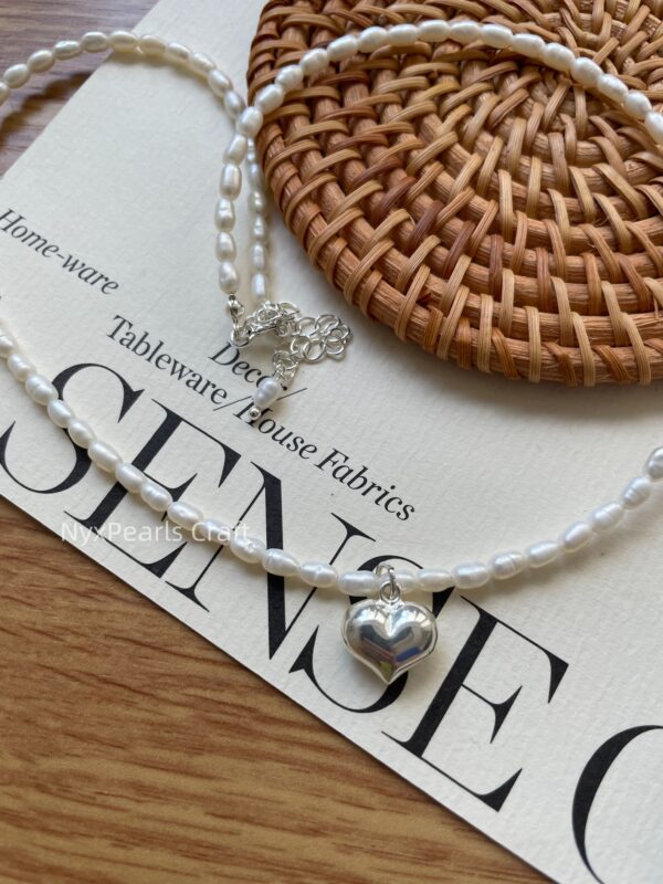Love Heart Rice-Shaped Natural Pearl Necklace - 图片 4