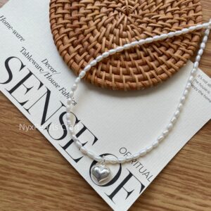Love Heart Rice-Shaped Natural Pearl Necklace
