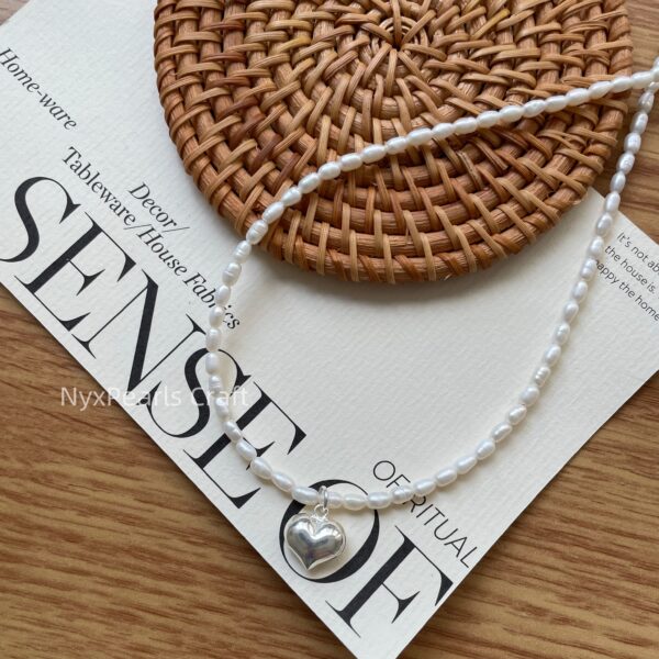 Love Heart Rice-Shaped Natural Pearl Necklace