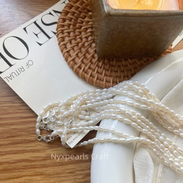 Pure Rice Pearl Necklace (Gold/Silver) - 图片 4