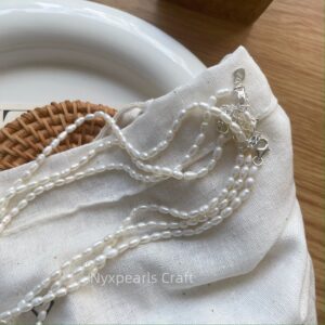 Pure Rice Pearl Necklace (Gold/Silver)