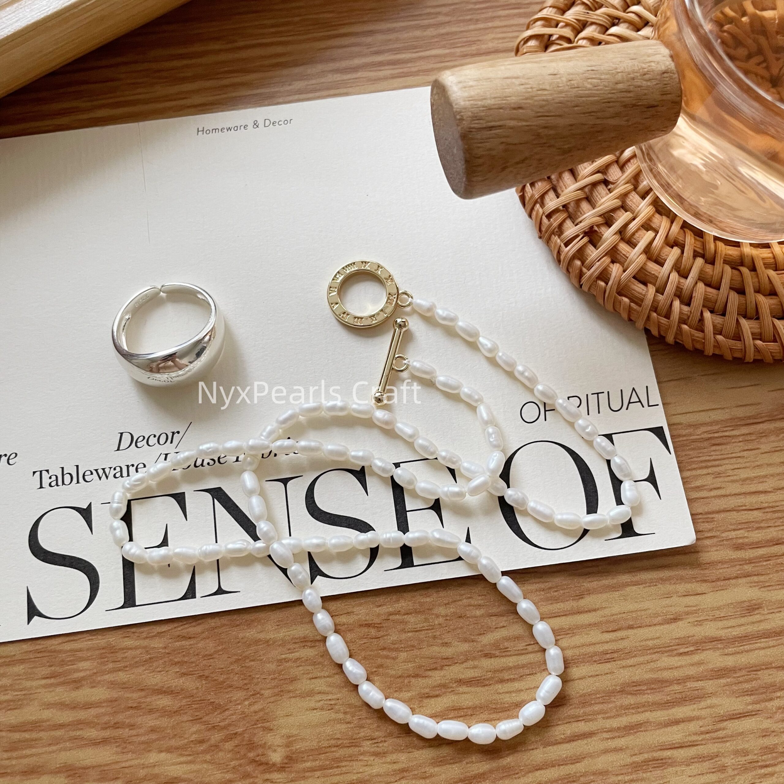 Natural Rice Pearl OT Clasp Necklace - 图片 2