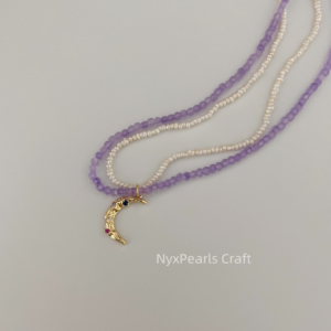 Moon Double-Layer Pearl Necklace