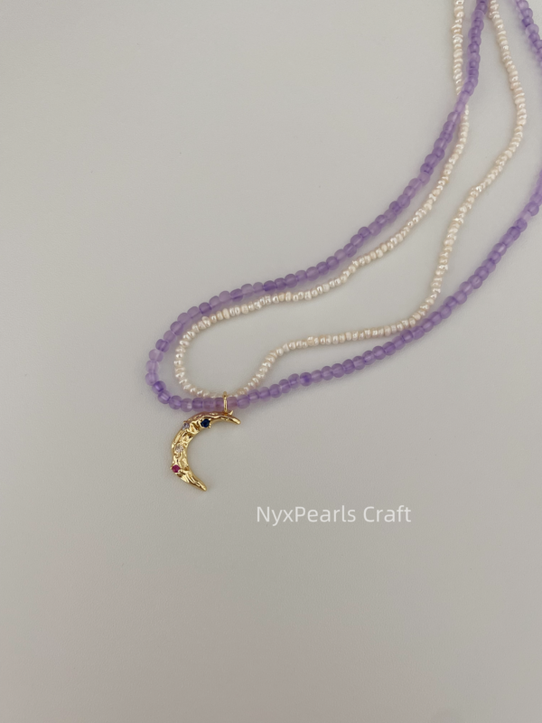Moon Double-Layer Pearl Necklace