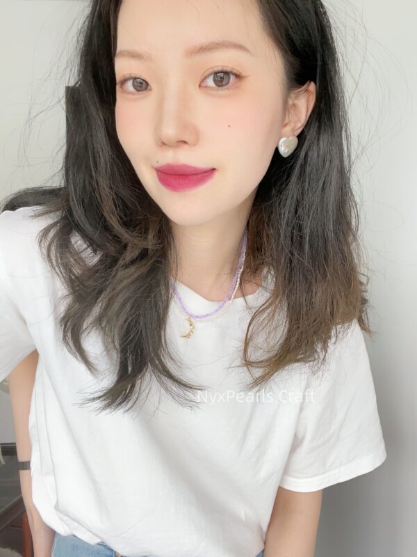Moon Double-Layer Pearl Necklace - 图片 5