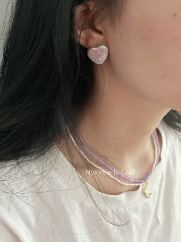Moon Double-Layer Pearl Necklace - 图片 4