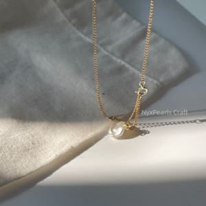 Petal Pearl Necklace – Adjustable 14K Gold-Filled Elegance