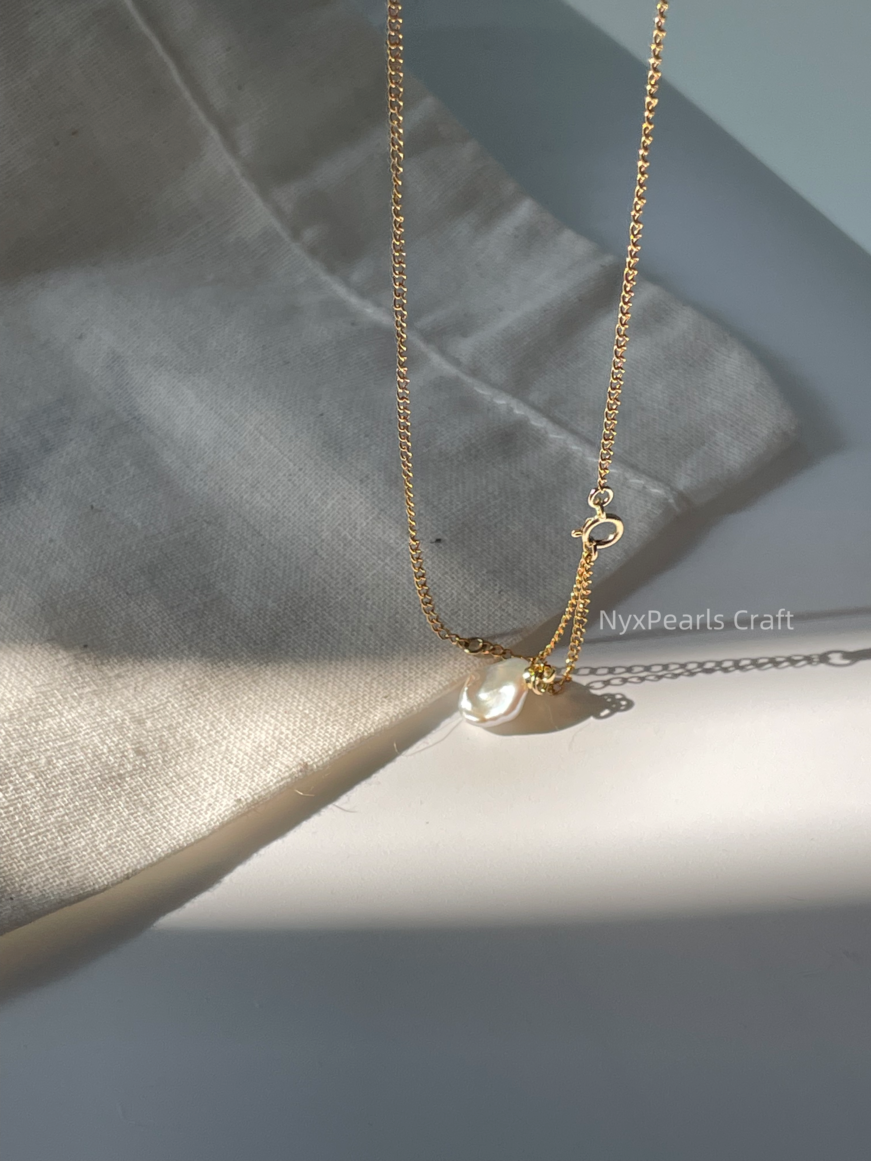 Petal Pearl Necklace – Adjustable 14K Gold-Filled Elegance