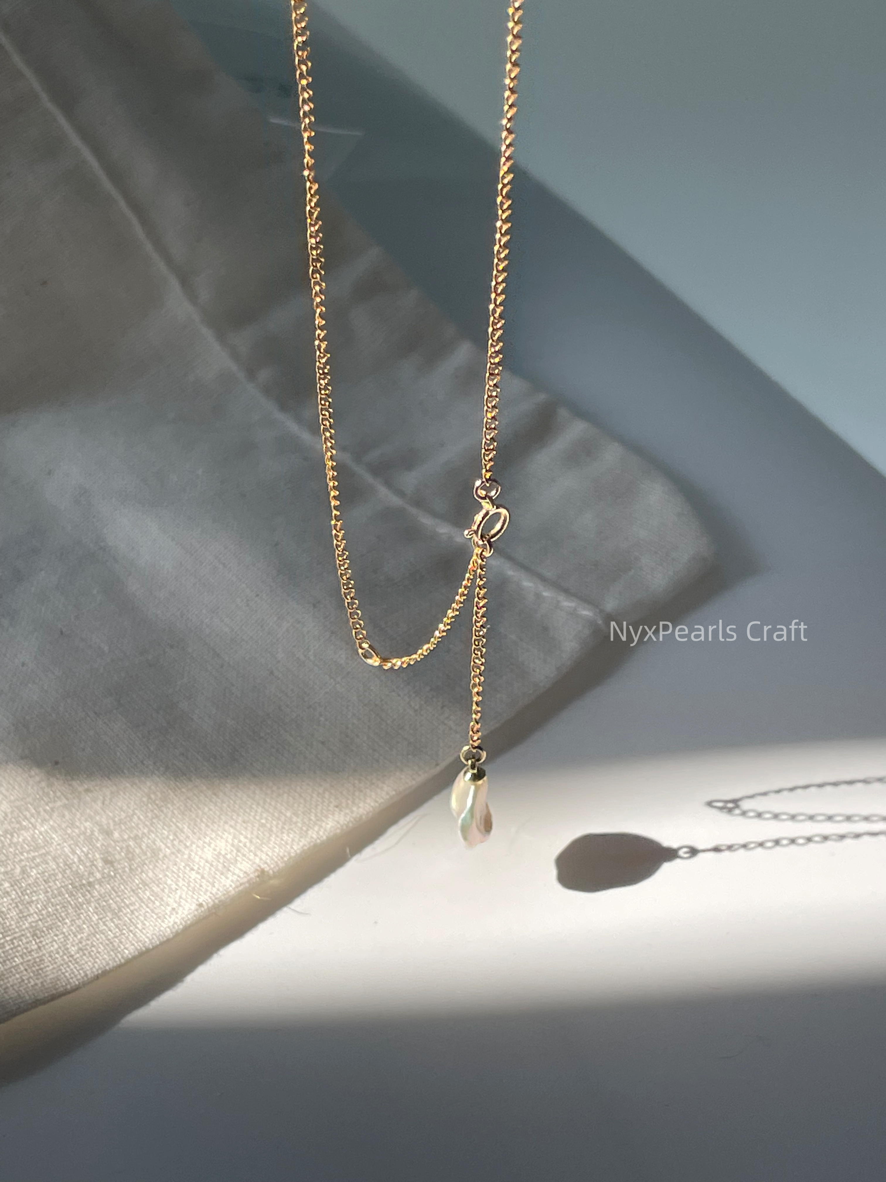 Petal Pearl Necklace – Adjustable 14K Gold-Filled Elegance - 图片 2