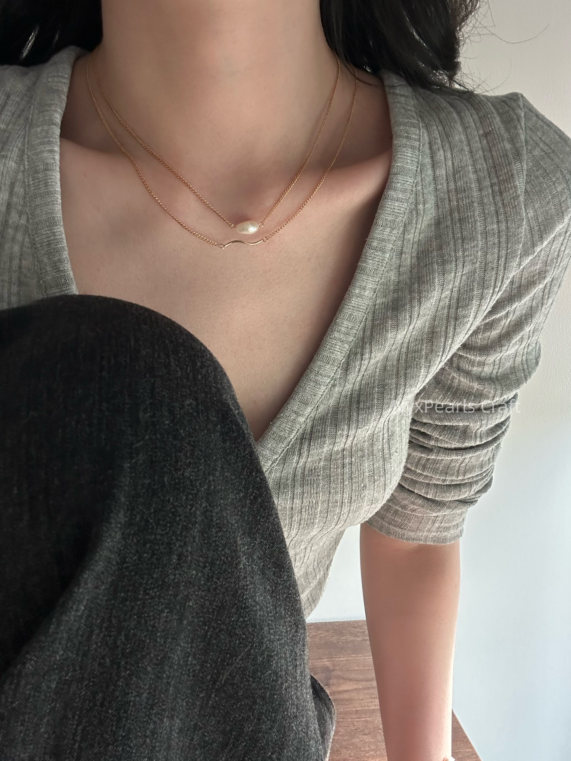 Petal Pearl Necklace – Adjustable 14K Gold-Filled Elegance - 图片 4