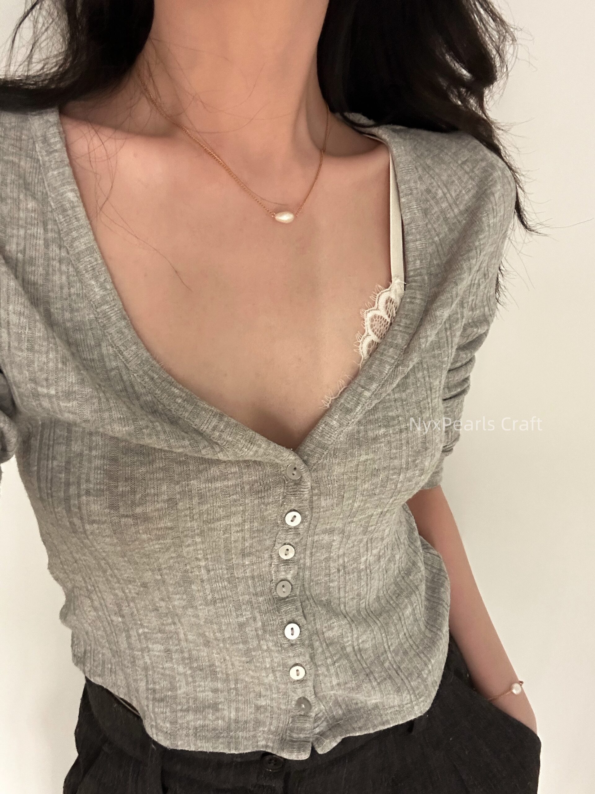 Petal Pearl Necklace – Adjustable 14K Gold-Filled Elegance - 图片 5