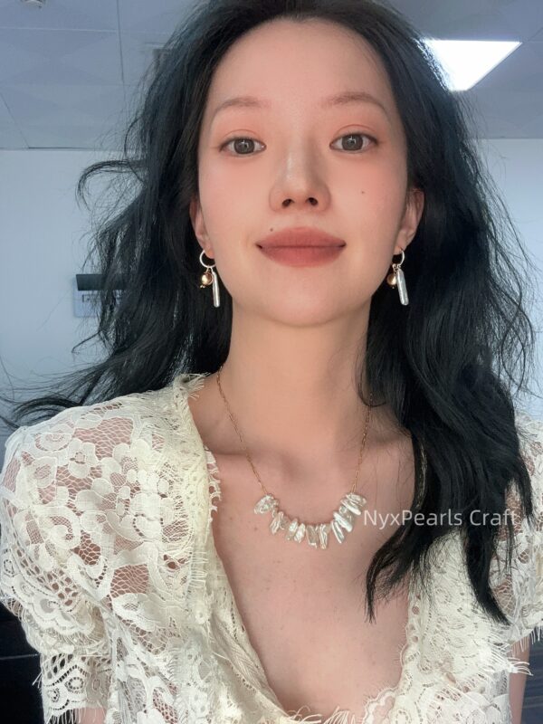 Lace Irregular Pearl Necklace - 图片 4