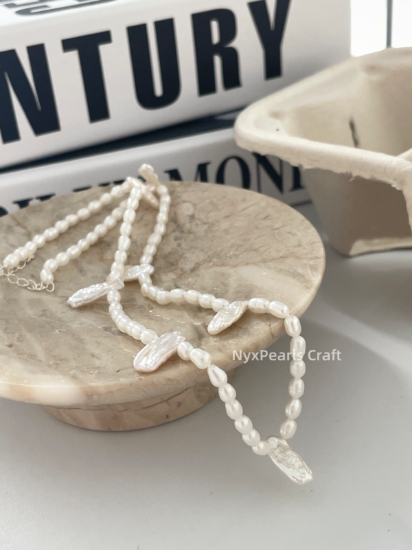 Lace Irregular Pearl Necklace - 图片 3