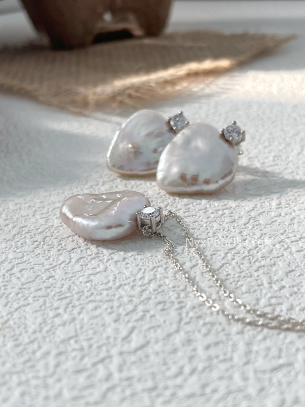 Sparkling Heart Baroque Pearl Necklace - 图片 5