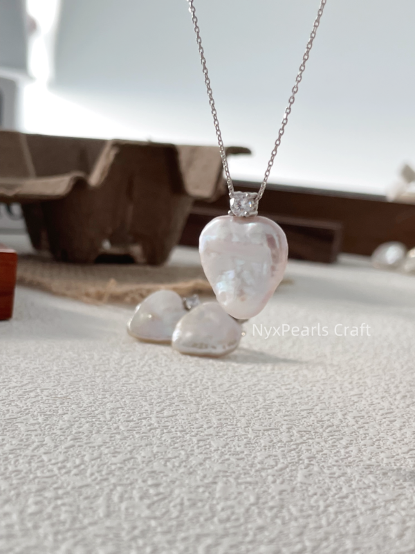 Sparkling Heart Baroque Pearl Necklace - 图片 4