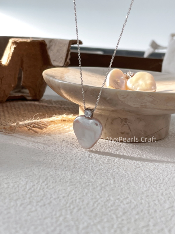 Sparkling Heart Baroque Pearl Necklace - 图片 2