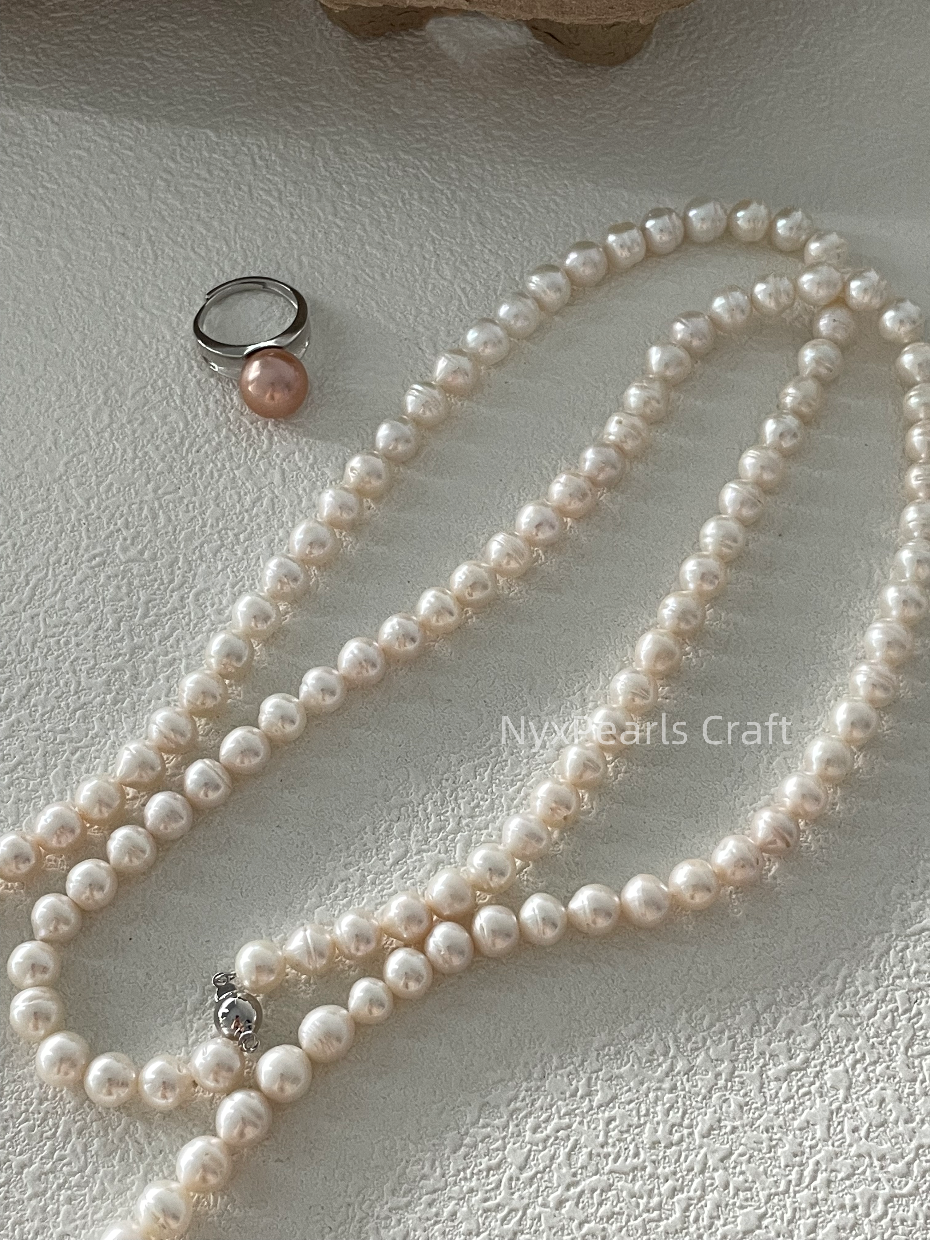Twisted Pearl Necklace – 1m Sterling Silver Elegance - 图片 2