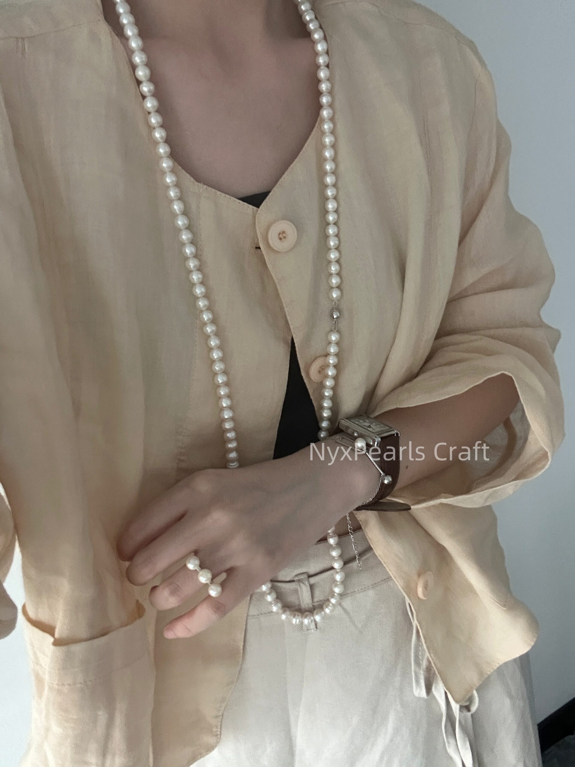 Twisted Pearl Necklace – 1m Sterling Silver Elegance - 图片 13