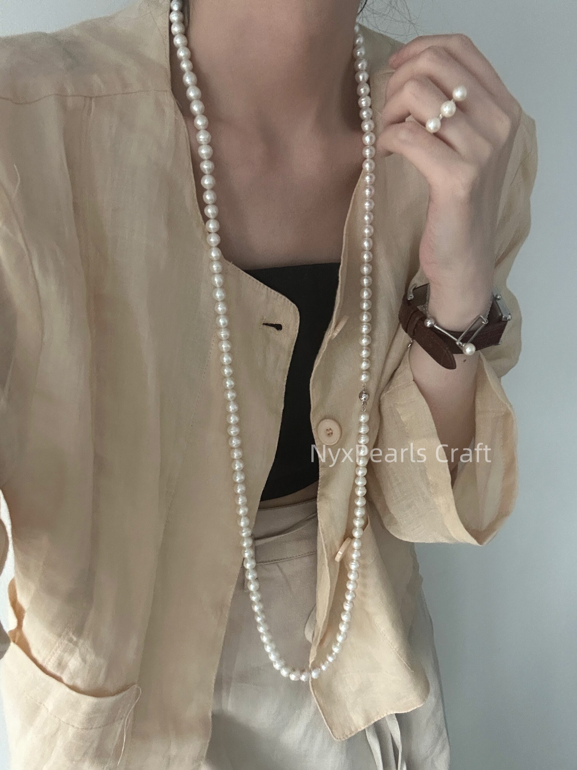 Twisted Pearl Necklace – 1m Sterling Silver Elegance - 图片 14