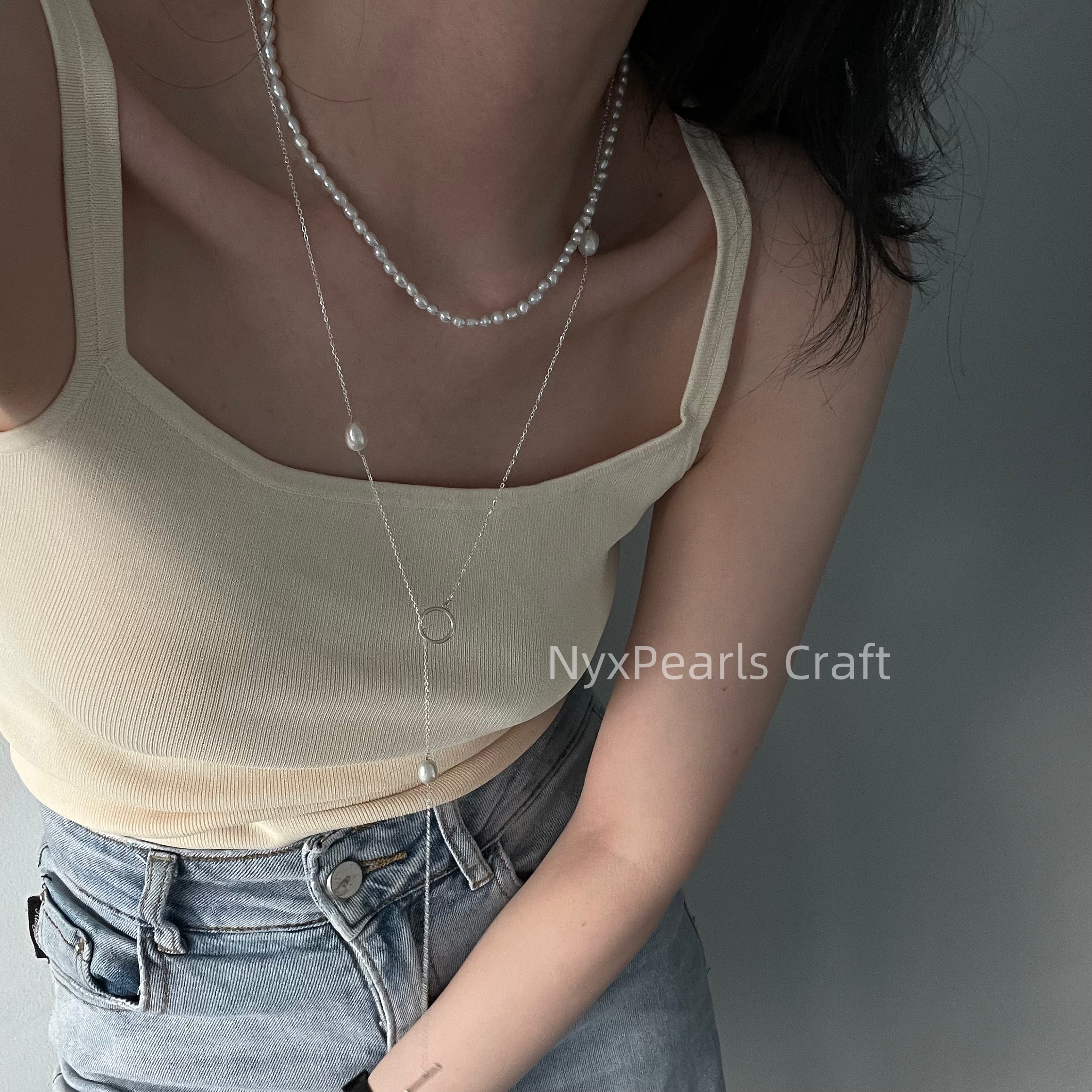Minimalist Long Pearl Necklace – 70cm Sterling Silver Elegance - 图片 6