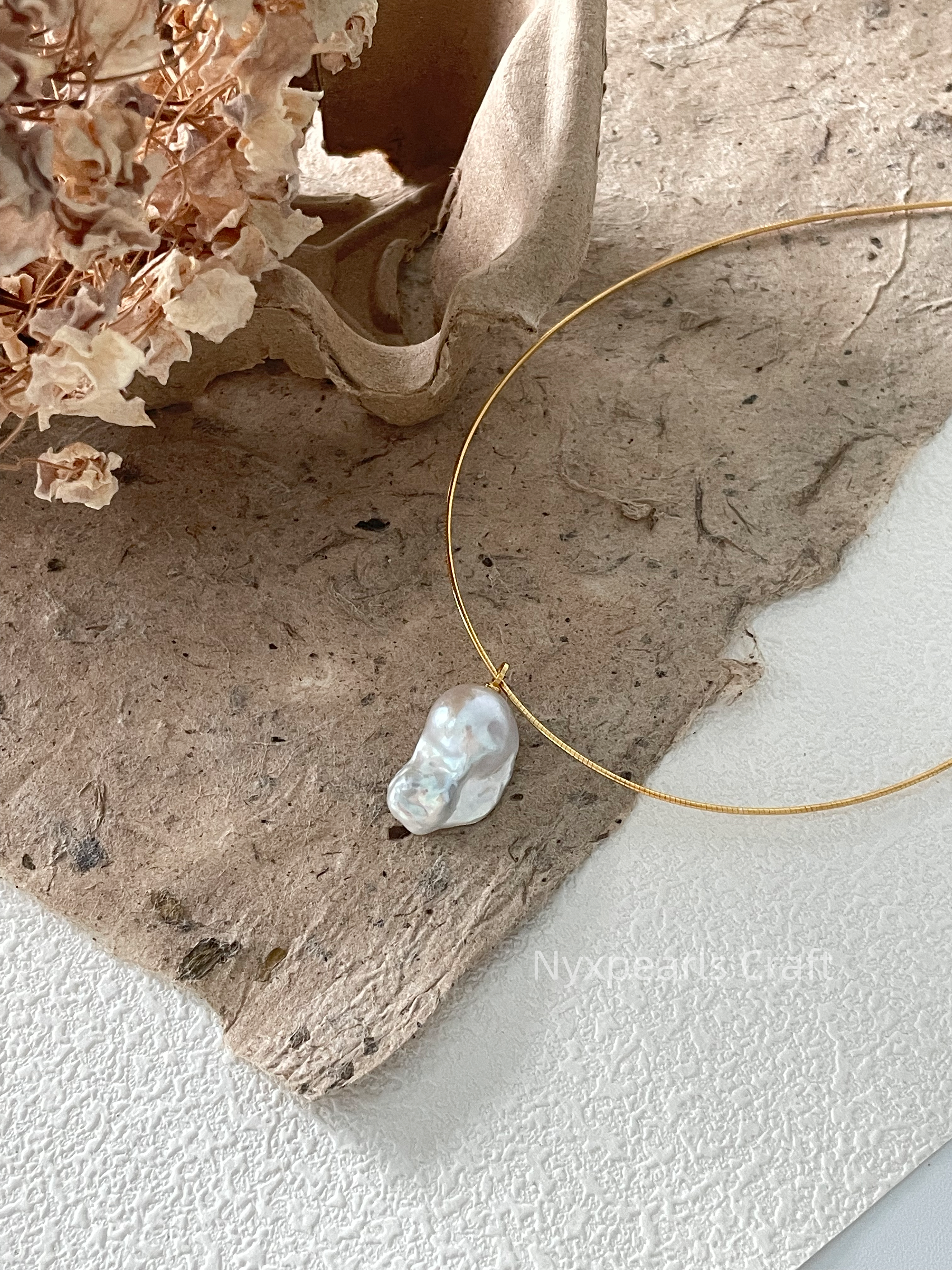 Gold-Tipped Baroque Pearl Choker - 图片 6