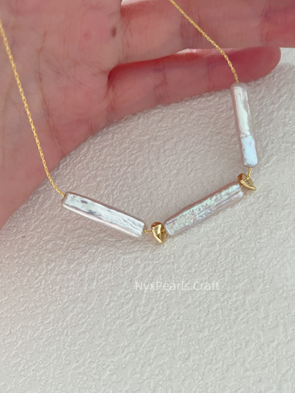 Minimalist Baroque Pearl Necklace