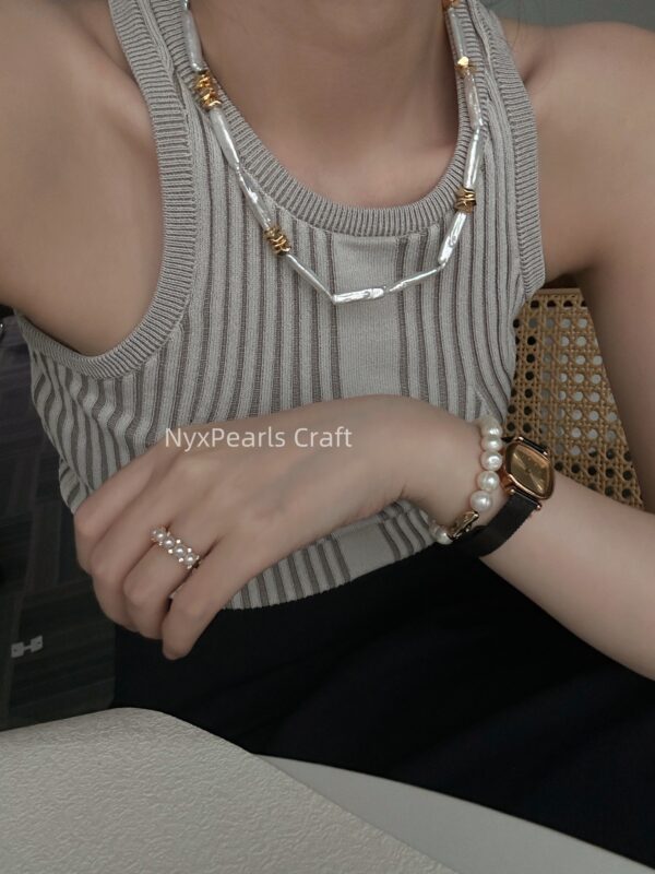 Metallic Baroque Pearl Necklace - 图片 5