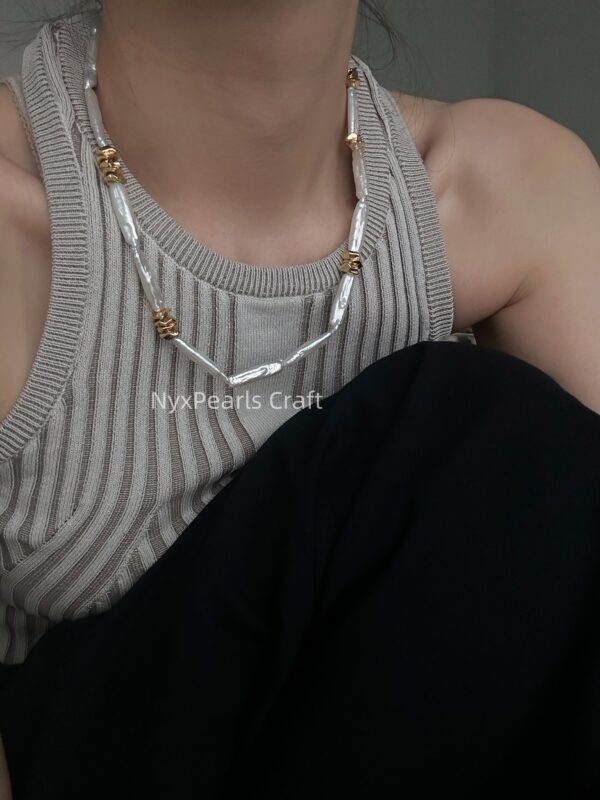 Metallic Baroque Pearl Necklace - 图片 6