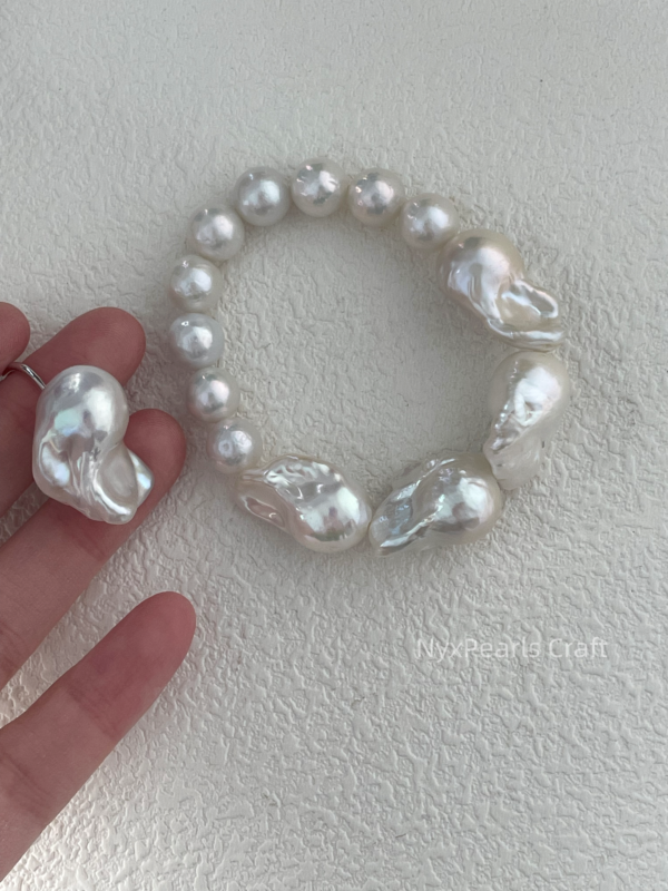 Large Baroque Pearl Beaded Bracelet - 图片 4
