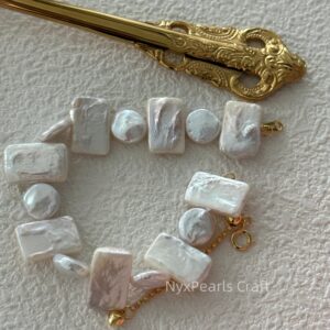 Baroque Pearl Bracelet – Geometric Design