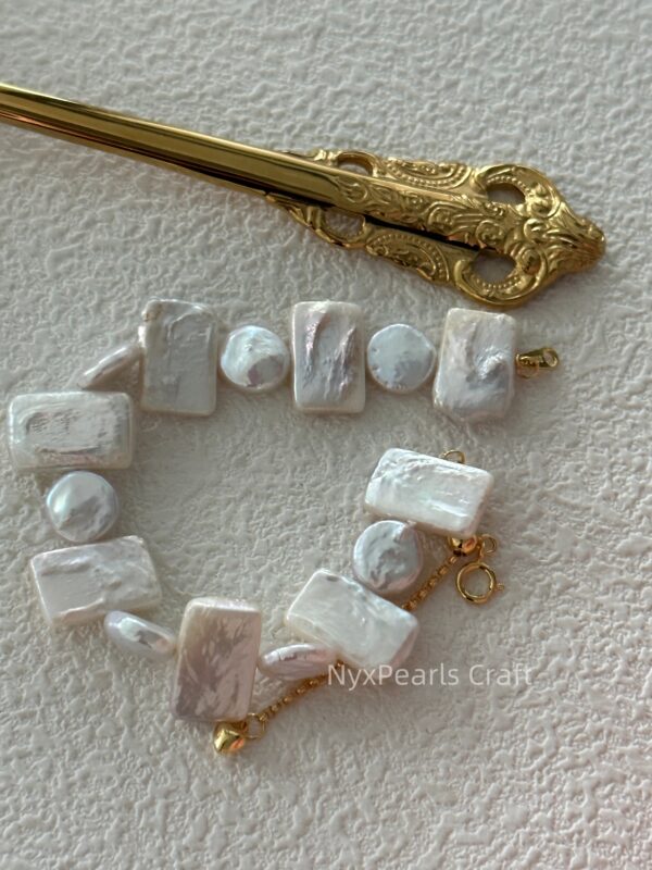 Baroque Pearl Bracelet – Geometric Design