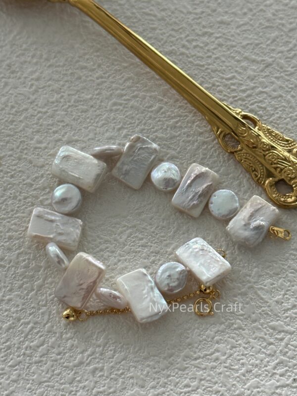 Baroque Pearl Bracelet – Geometric Design - 图片 3