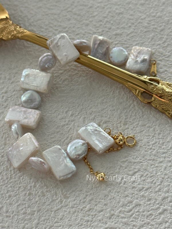 Baroque Pearl Bracelet – Geometric Design - 图片 2
