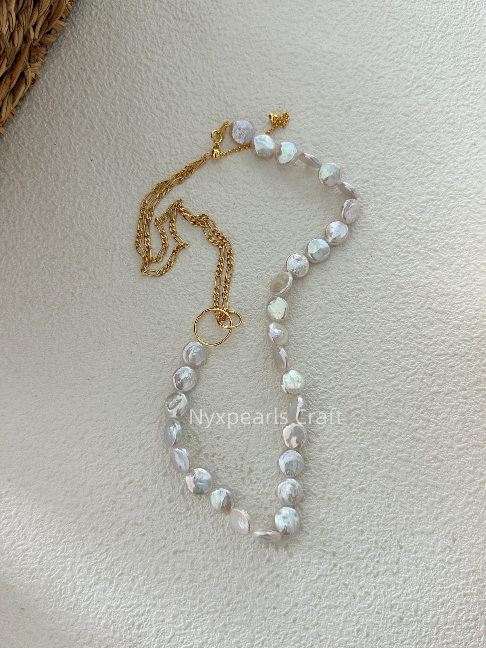 Double Circle Geometric Baroque Pearl Necklace - 图片 7