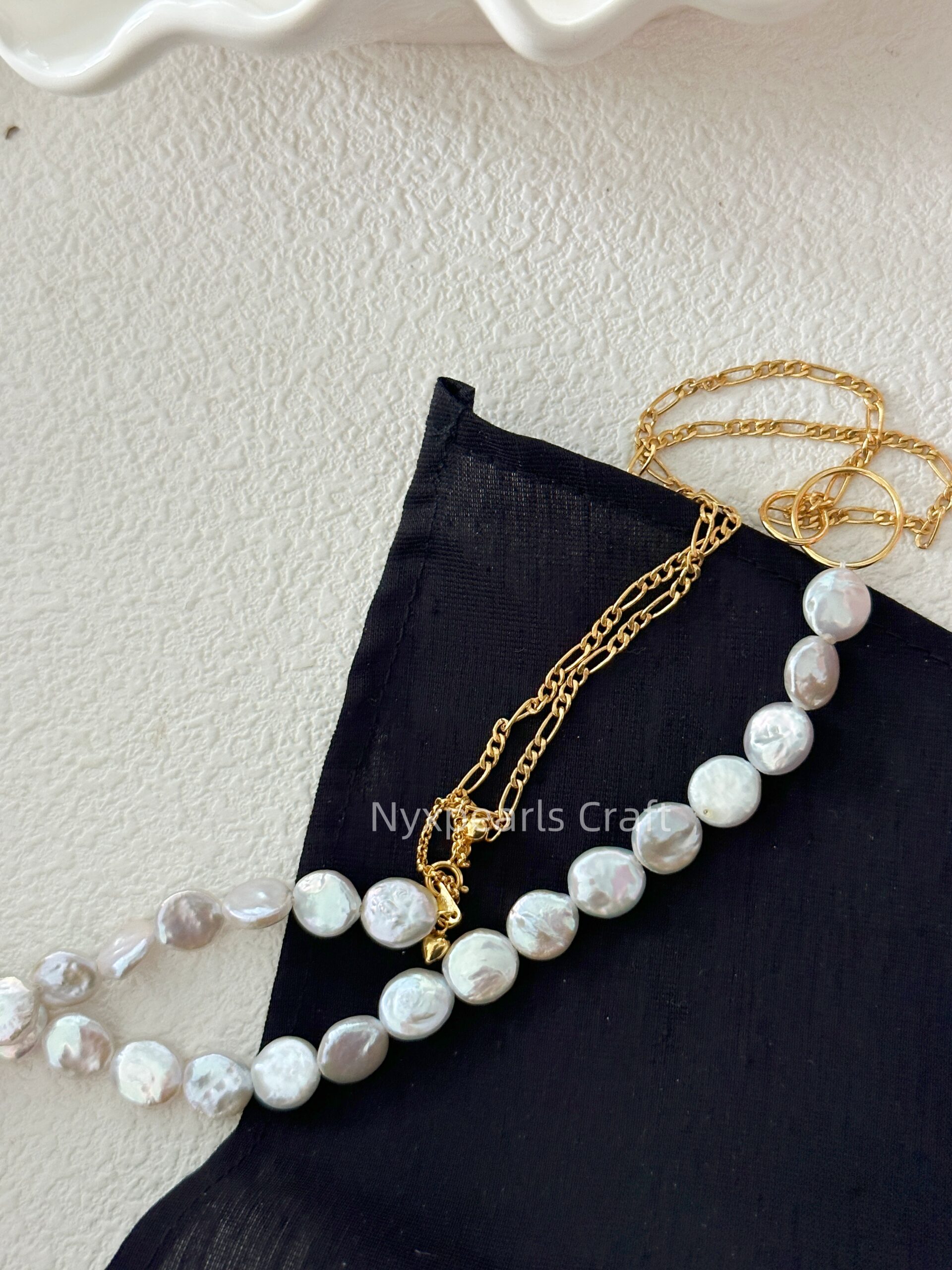 Double Circle Geometric Baroque Pearl Necklace - 图片 10