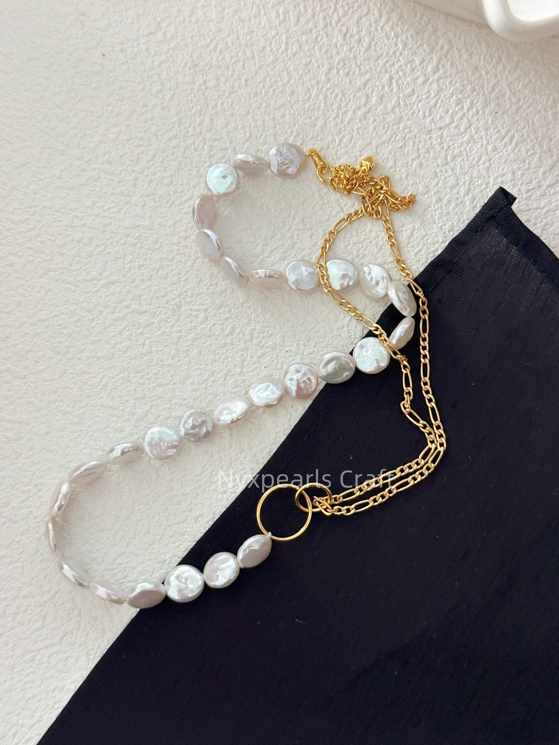 Double Circle Geometric Baroque Pearl Necklace