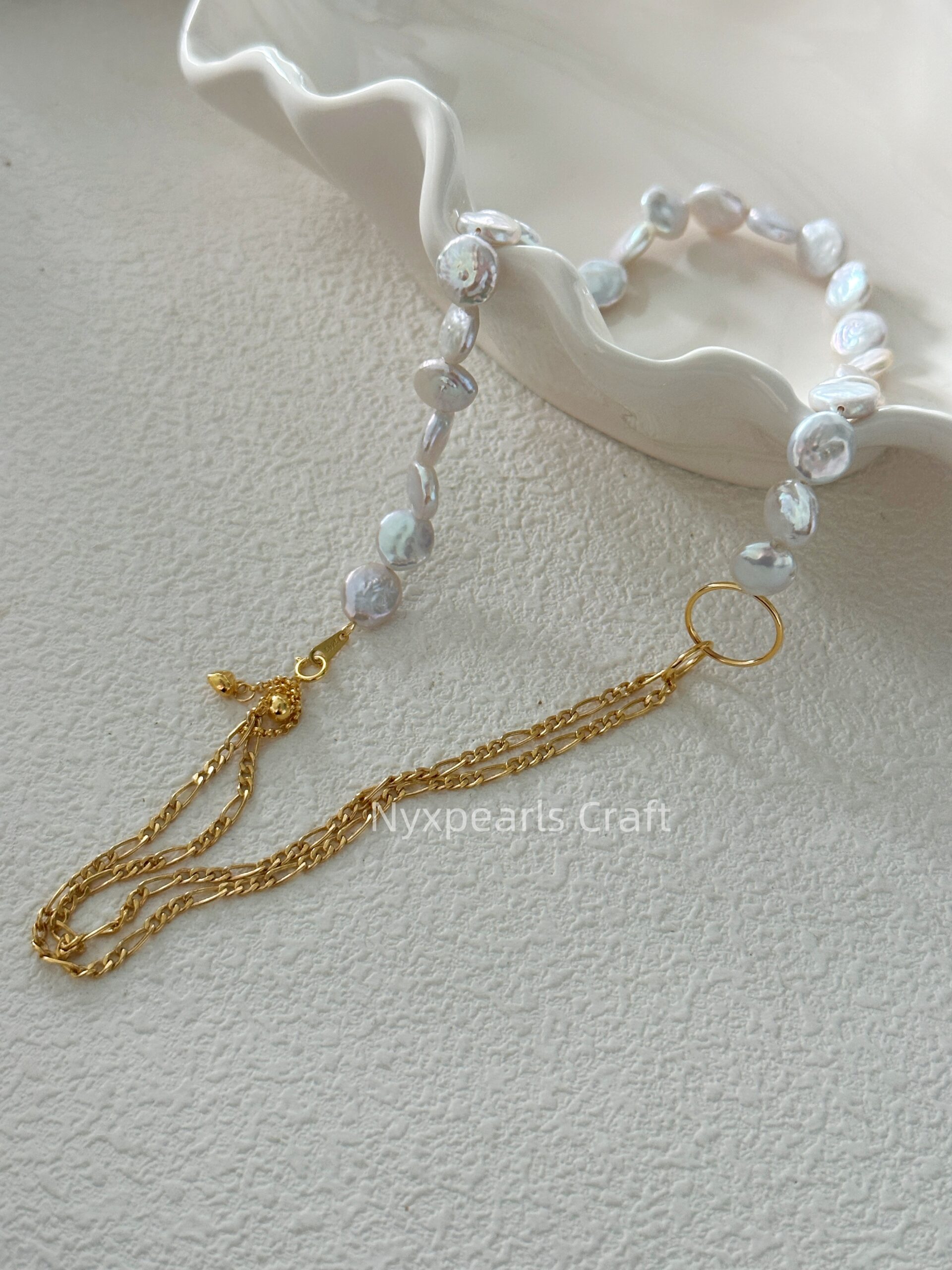 Double Circle Geometric Baroque Pearl Necklace - 图片 11