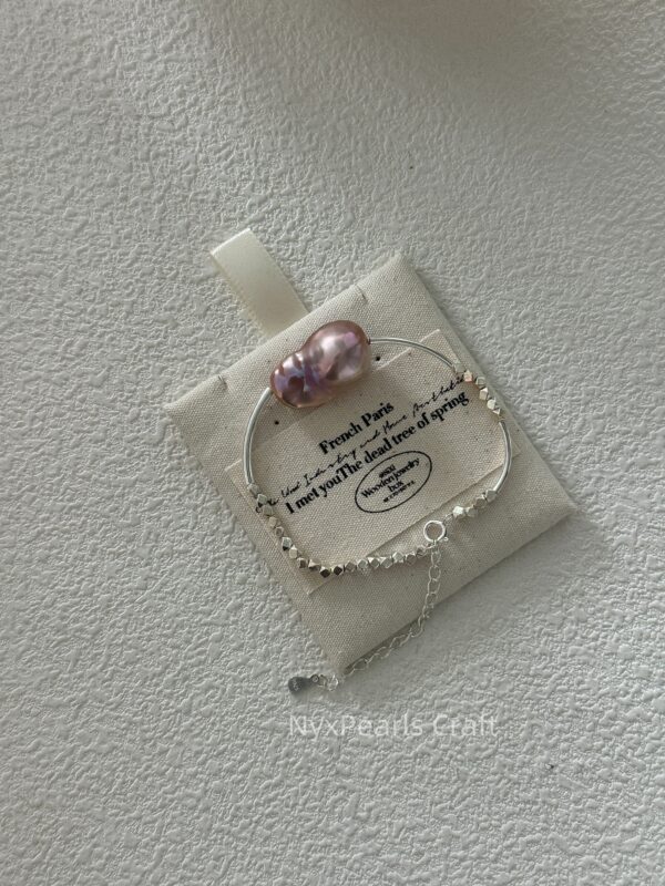 Dazzling Baroque Accent Pure Silver Bracelet - 图片 7