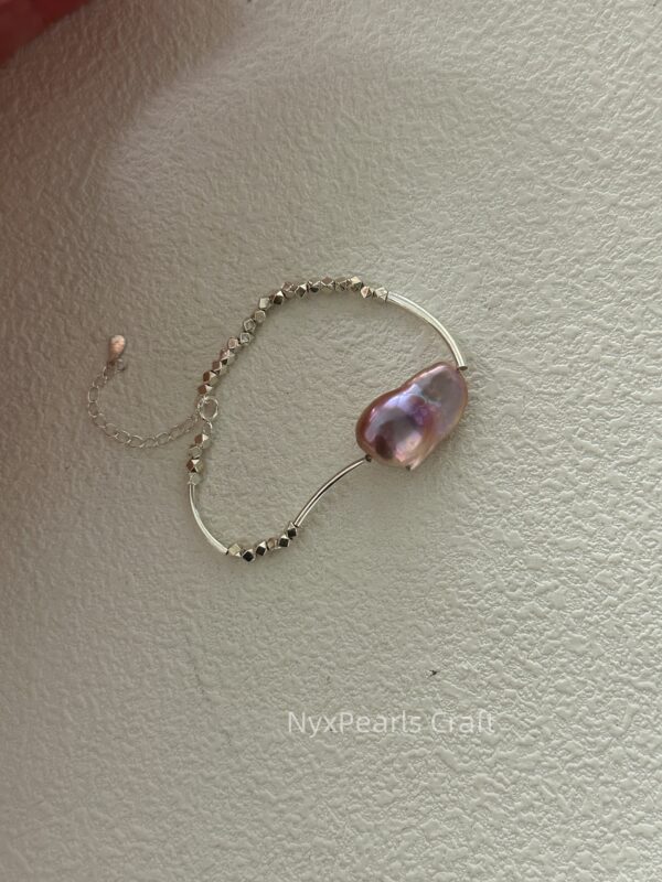 Dazzling Baroque Accent Pure Silver Bracelet - 图片 5