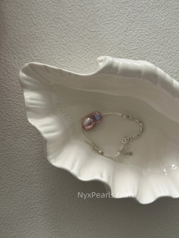 Dazzling Baroque Accent Pure Silver Bracelet - 图片 4